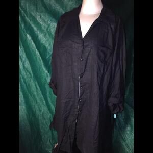 apt.9 black Button up swim cover up dress cotton vintage